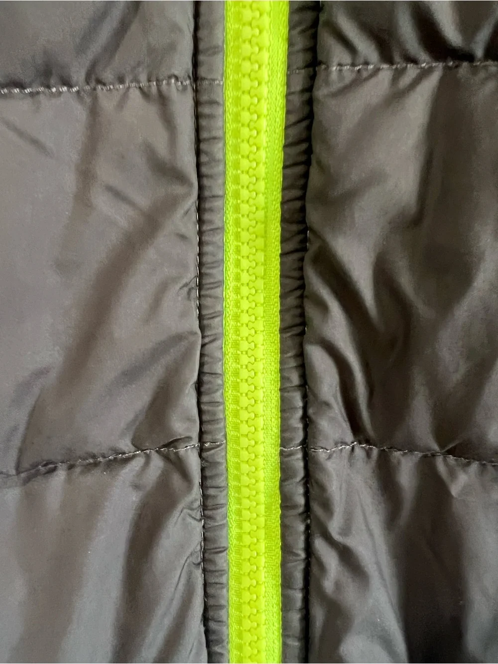 The North Face Black Puffer Jacket with Neon Green Trim boys 14-16
